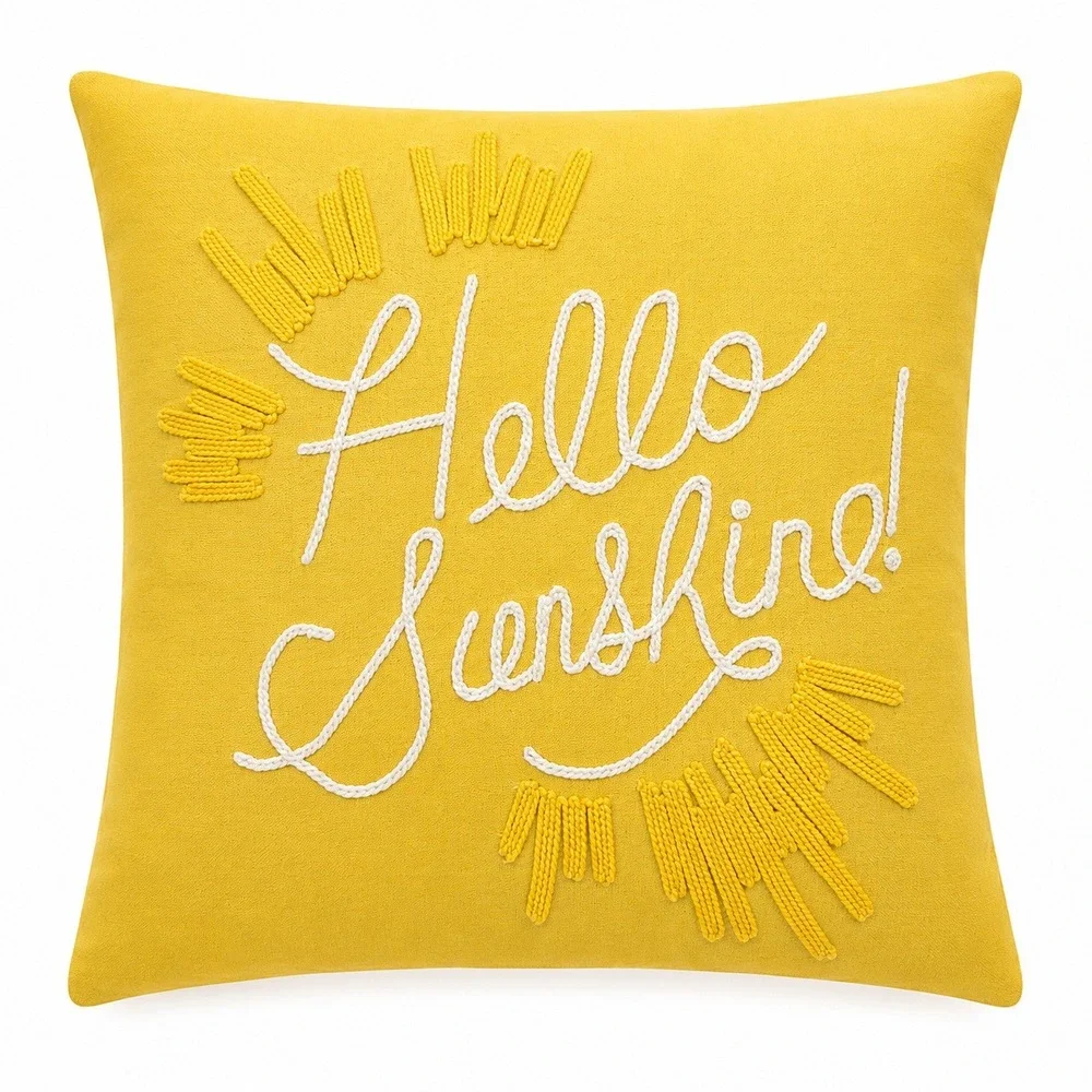 Rifle Paper Co 18x18 Throw Pillow Cover Hello Sunshine Embroidered Loloi Yellow